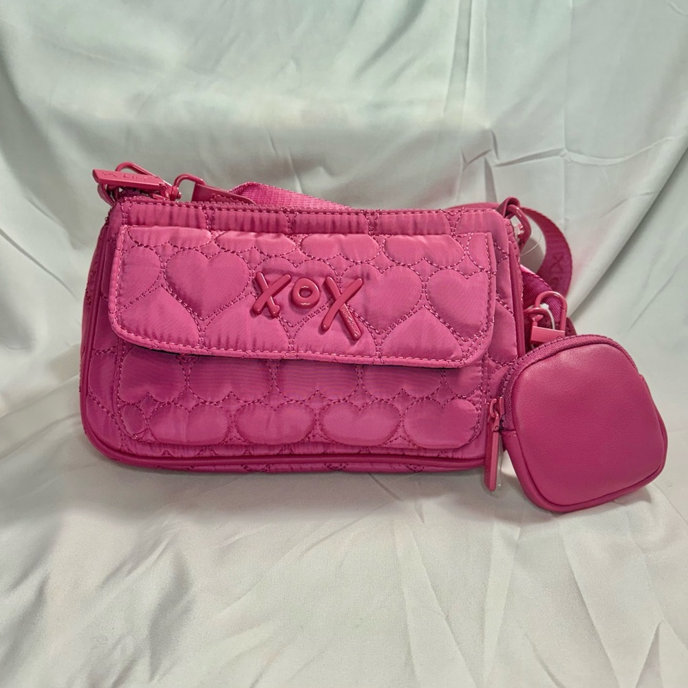 Betsey Johnson Heart Quilt Crossbody- Fushia NWT